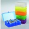 100-Well hinged storage box, PP assorted colors, pack of 5